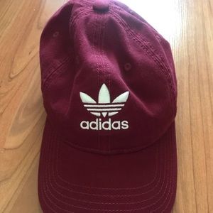 Mens Adidas Trefoil Hat Burgundy/White